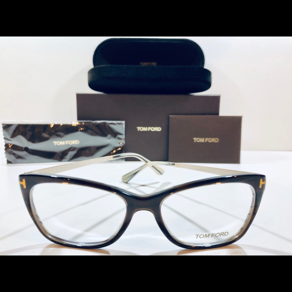 Tom Ford Eyeglasses Dark Brown w/ Gold New 52mm